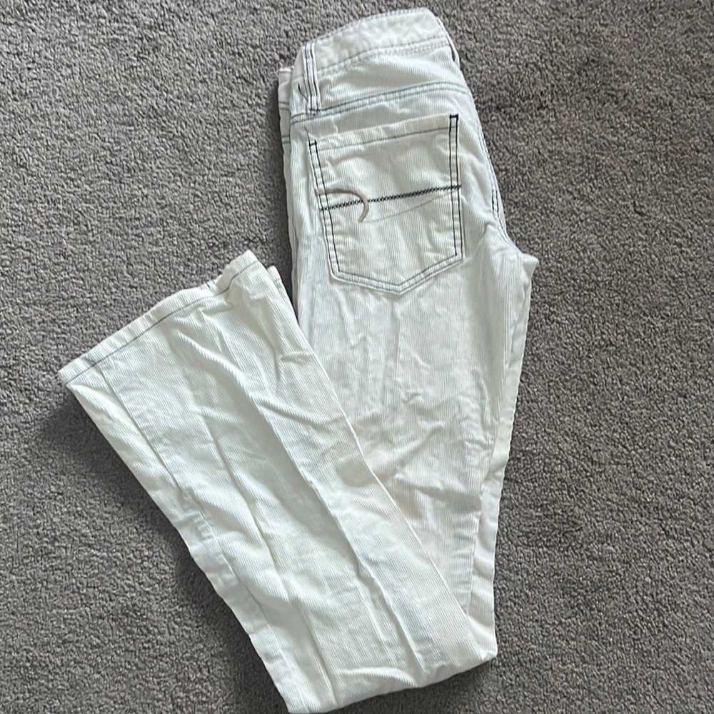 White bootcut corduroys